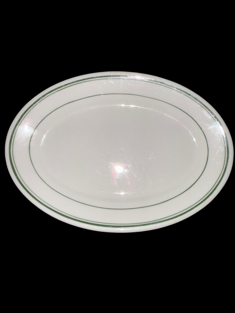Homer Laughlin Oval Platter Ironstone Farmhouse Restaurant-ware Green Stripe